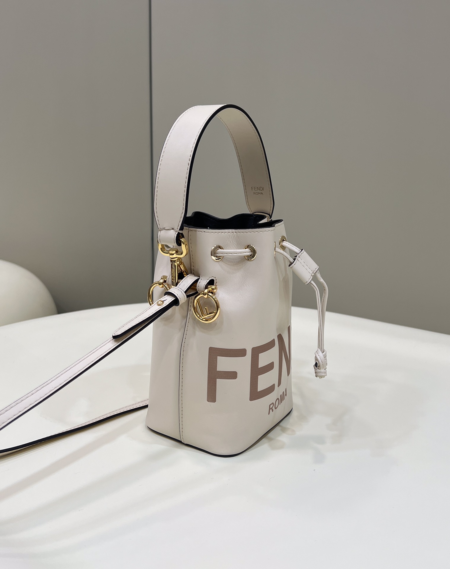 Fendi Mini Mon Tresor Leather Shoulder Bag White